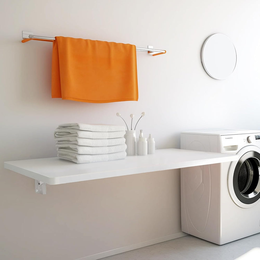 Laundry Folding Table, 32'' x 16'' Wooden Wall Mount Desk, La...