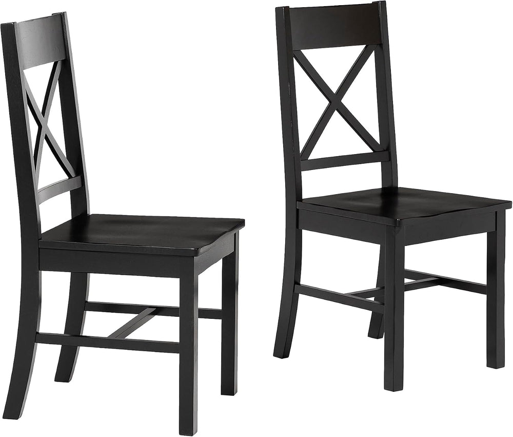 Walker Edison Modern Farmhouse Wood X-Back Armless Dining Chairs Kitchen, Set...