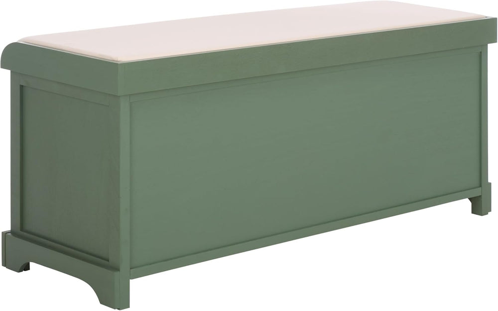 SAFAVIEH Furniture - Lonan Storage Bench - Dusty Green - Solid Wood - Farmhou...