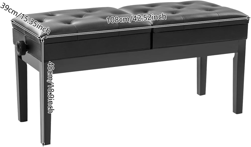 AngelcityCC Longer Duet Piano Bench with Storage, Adjustable Height Double Ke...