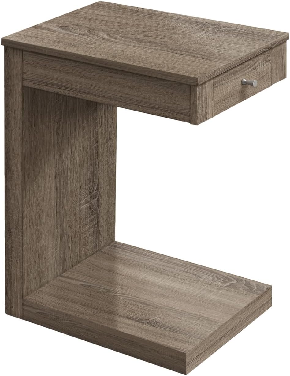 Accent Table, C Shaped, End, Side, Snack, Storage Drawer, Living Room, Bedroo...