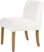 Homepop Home Decor | Upholstered Dining Chairs with Low Back |Decorative Home Furniture, Cream Boucle (Single Pack)