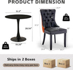 3-Pieces 31.5" Round Dining Table Set for 2, Black Dining Table & PU & Velvet Upholstered Dining Chairs Set of 2 for Kitchen Dining Room Apartment Small Space(Black & Orange Chairs)