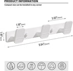 Coat Rack Wall Mount Coat Hooks - White Hook Rack with 3 Hooks Aluminum Wall Rack Hooks for Hanging Coat Hat Bag Towel Hanger Rustproof Coat Holder