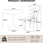 3-Pieces Dining Sets, 31.5" Round Dining Table Set with 2 Velvet Upholstered Dining Chairs,Wooden Legs Design for Kitchen Dining Room Apartment Small Space(1 Black Table with 2 Grey Chairs)