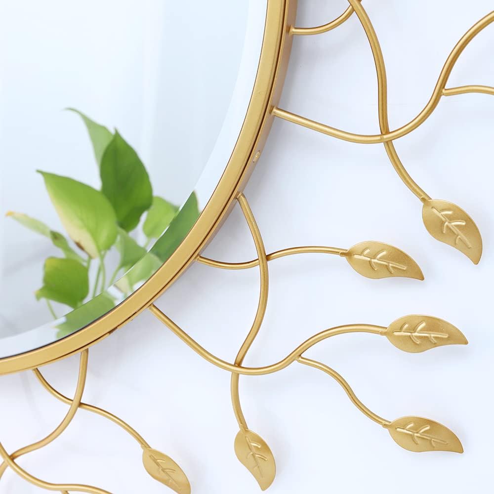 Chende 39" x 39" Gold Decorative Wall Mirror, Large Round Mirror wi...