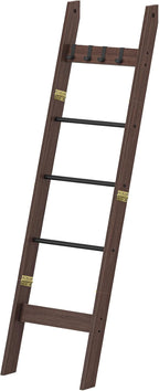 Blanket Ladder for Living Room, Decorative Quilt Rack with 4 Removable Hooks, 5-Tier Farmhouse Ladder Holder Shelf Organizer for Bedroom, Black Tea Brown and Black BR02120B