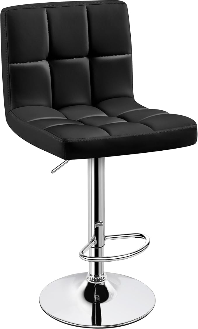 Yaheetech Single Bar Stool, Adjustable PU Leather Swivel Barstools, Modern Co...