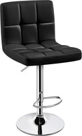 Yaheetech Single Bar Stool, Adjustable PU Leather Swivel Barstools, Modern Counter Stools with Back and Footrest, Counter Height Barstools for Bar, Kitchen, Dining Room, Black