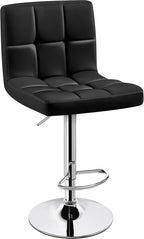 Yaheetech Single Bar Stool, Adjustable PU Leather Swivel Barstools, Modern Counter Stools with Back and Footrest, Counter Height Barstools for Bar, Kitchen, Dining Room, Black