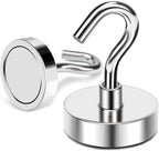 MIKEDE Magnetic Hooks, 85 Lbs Heavy Duty Earth Magnets with Hooks for Cruise Cabin, 10 Pcs Strong Locker Magnetic Hooks for Hanging, Metal Magnetic Hanger for Classroom, Grill, Fridge, Kitchen