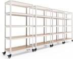 HOMEDANT House White 5-Tier Metal Rolling Cart Shelf Rack Casters Heavy Duty Wheel Shelving Unit Adjustable Utility Storage Shelves Organizer Shelf Kitchen Garage 36.2" W x 16.5" D x 69.5" H 4Pack