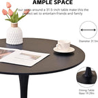 3-Piece 31.5" Round Dining Table Set for 2 with Upholstered Chairs – Space-Saving Modern Small Kitchen Cafe Bistro Set(Coffee Linen Chair)