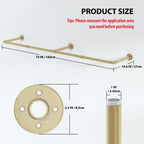 Wall Mounted Clothes Rack, 72" Industrial Pipe Clothing Rack, Heavy Duty Gold Garment Rack Bar, Multi-Function Hanging Clothes Rod for Laundry Room,Bedroom,Dressing Room,Closet Storage