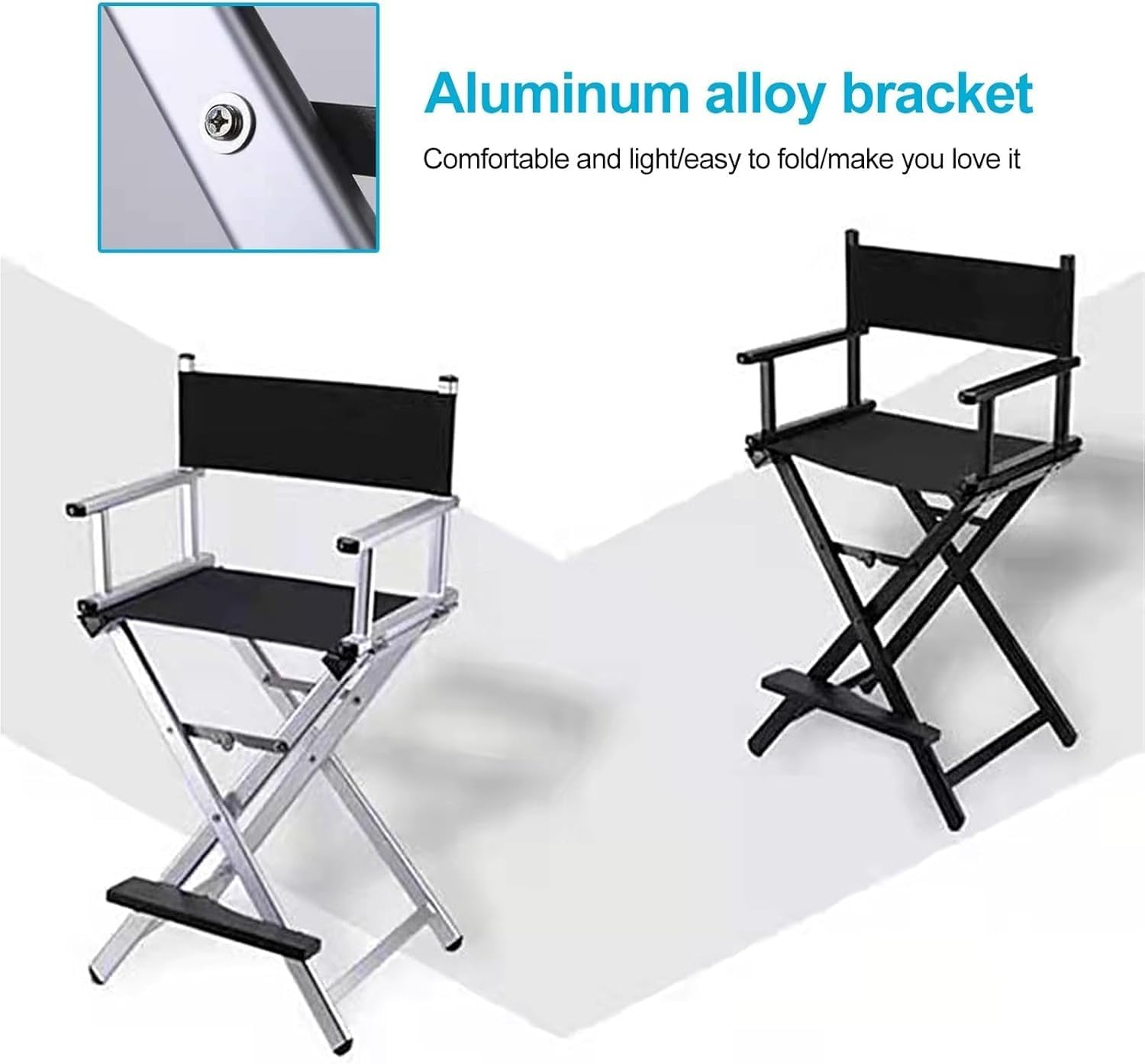 2Pcs Makeup Artist Chair, Tall Directors Foldable W/Aluminum Frame and Footrest, Makeupfor Makeup Artist,(Orange)