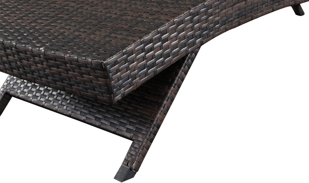 PE Rattan Adjustable Backrest Chaise Lounge Set 2, Outdoor Pool Recliner Pati...
