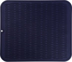 Silicone Dish Drying Mat for Multiple Usage,Easy clean,Eco-friendly,Heat-resistant Silicone Mat for Kitchen Counter or Sink,Refrigerator or Drawer Liner Navy Blue 2XL 24 inches x 18 inches
