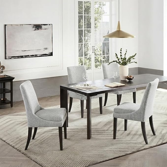 Upholstered Dining Chairs Modern Sidechair Performance Fabric High Back Armlesschair for Diningroom Kitchen,Light Grey,Set of 2(1 Box)