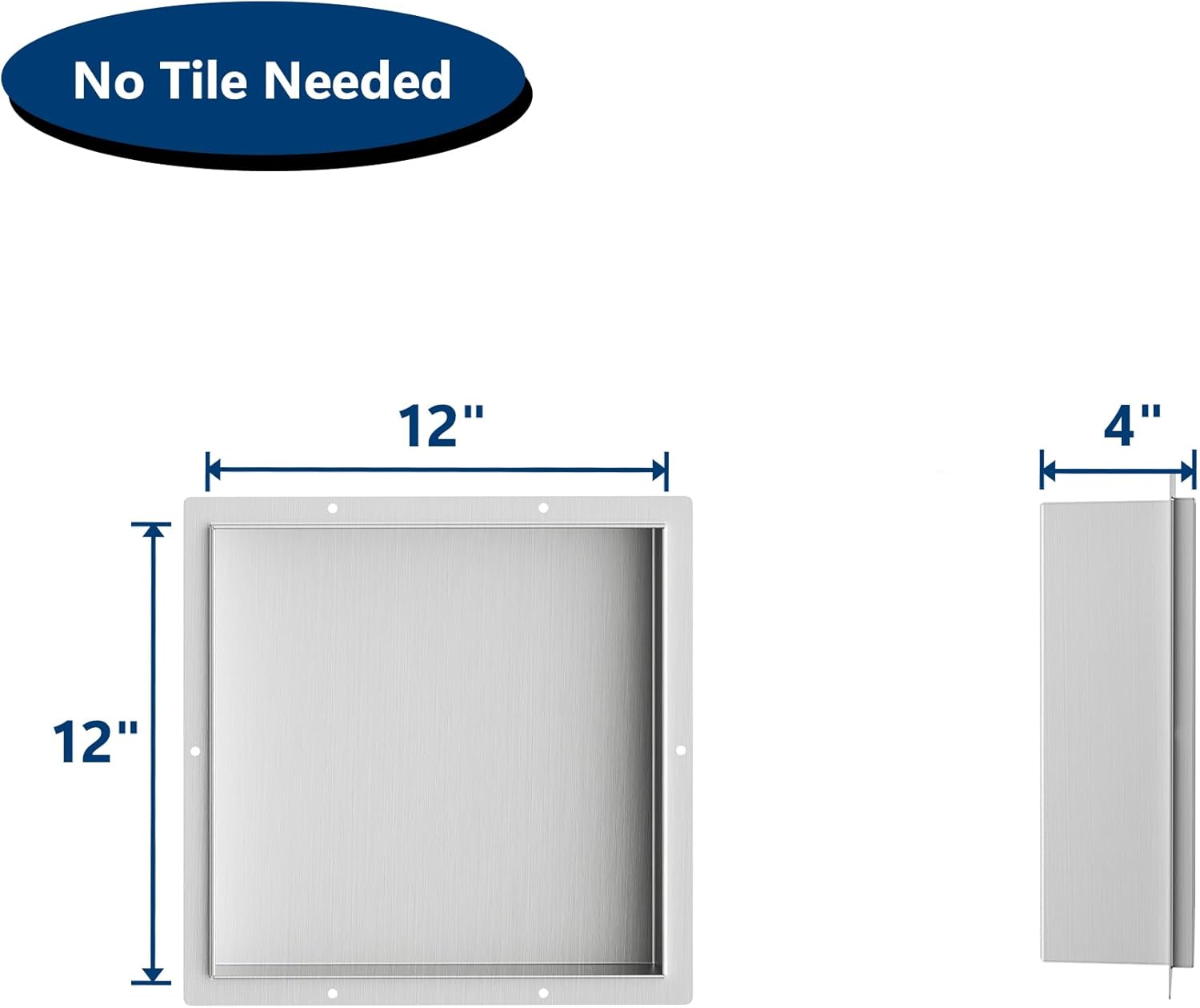 Stainless Steel Shower Niche 12" X 12", No Tile Needed Wall Niche Shower, Recessed Shower Shelf for Bathroom Storage, Brushed Nickel