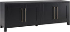 Henn&Hart TV Stand for TVs up to 75" with 2 Concealed Storage Cabinets with an Adjustable Shelf for Living Room, Family Room, or Office, Natural Black