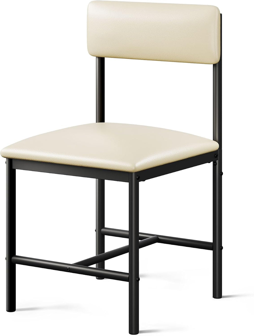 DWVO Dining Chairs Set of 4, White Faux Leather with Metal Legs | Padded seat...