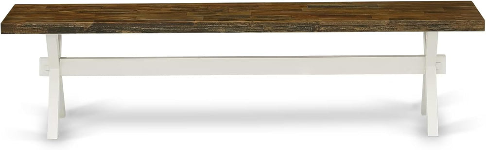 East West Furniture XB077 X-Style Modern Dining Bench with Wooden Seat, 72x15...