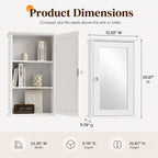 Bonnlo White Mirrored Medicine Cabinet, Wall Mounted Bathroom Storage Cabinet with Mirror Door, Adjustable Shelves & Magnetic Closure, Small Bathroom Organizer for Over Toilet or Sink