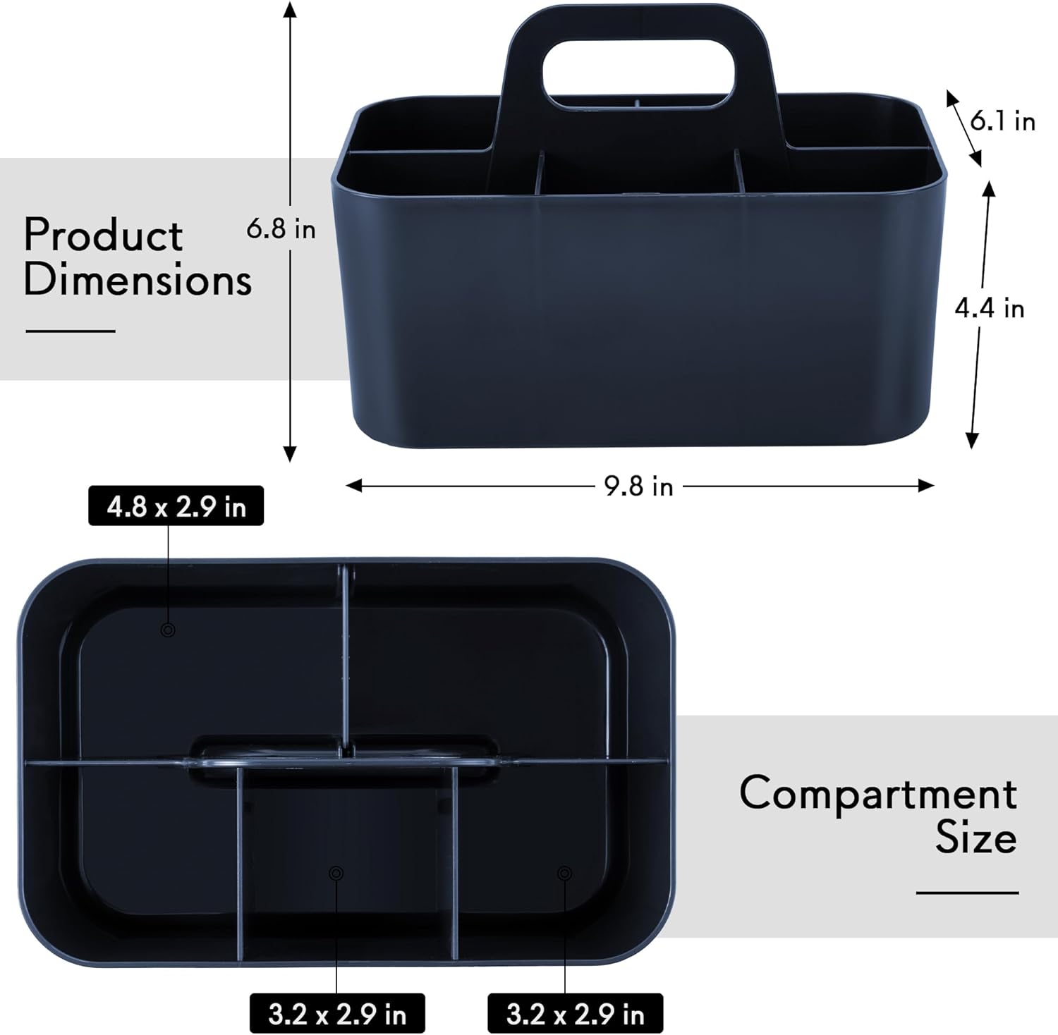 Tiawudi 2 Pack Caddy Organizer with Handle, Portable Plastic Caddy, Storage Organization for Cleaning, Bath, Makeup, Art, Craft, Stationery, Classroom and Office, Tote Organizer