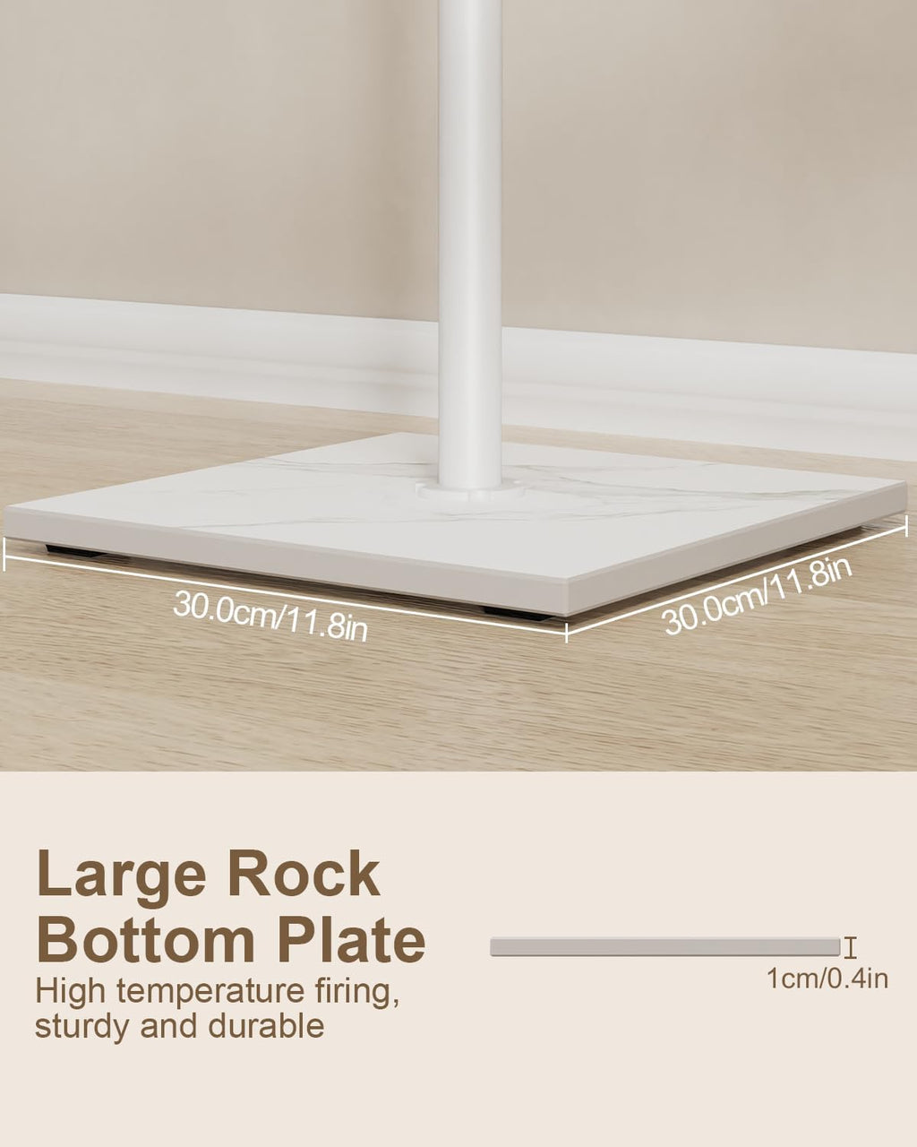 Coat Hanger Stand, Modern Garment Rack with Rock Slab Base, Heavy-duty Metal Clothes Tree for Boutiques, Hallway, Entryway, 68.9 Inches High, White, GYJ012W