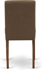 East West Furniture CAAB5-MAH-18 5 Piece Modern Dining Table Set Includes a Rectangle Wooden Table and 4 Coffee Linen Fabric Upholstered Parson Chairs, 36x60 Inch, Mahogany