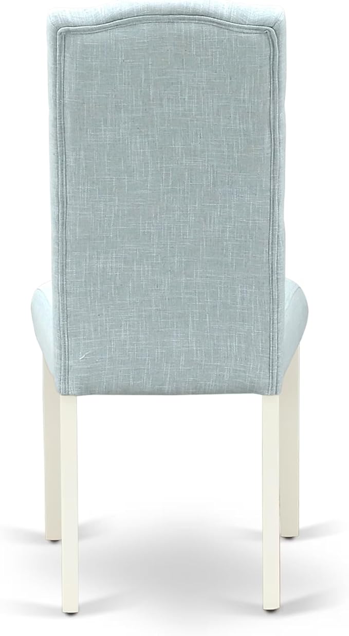 East West Furniture V027CE215-5 5 Piece Dining Room Furniture Set Includes a Rectangle Dining Table with V-Legs and 4 Baby Blue Linen Fabric Upholstered Chairs, 40x72 Inch, Multi-Color