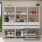 Madesa Kitchen Pantry Storage Rack with 6 Drawers and Open Shelves 82" L Multiuse Modular Cabinet for Kitchen Organization (White)