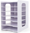 SONGWAY File Organizer for Desk - Desk Organizer for Document, Multifunctional 7 Tier Vertical File Holder, Paper Holder Organizer, Desktop File Organizer for Home Office School Decorations, White