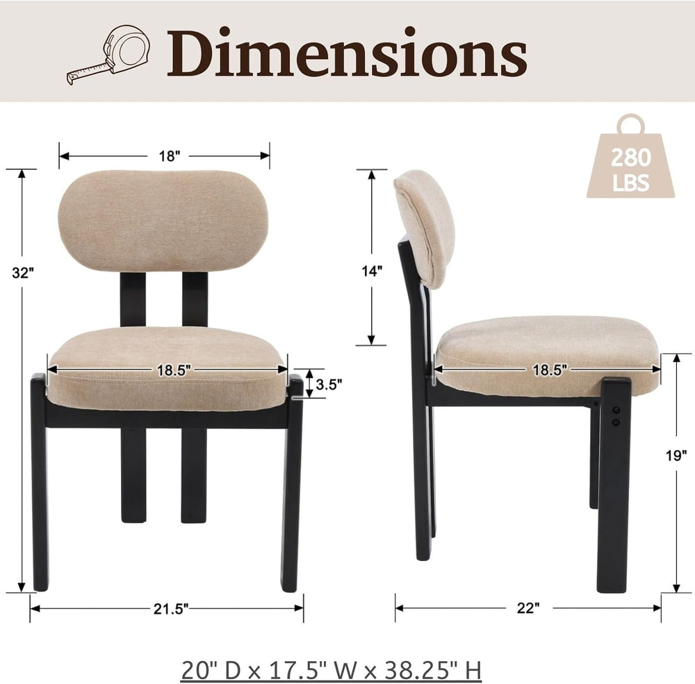 LukeAlon Chenille Dining Chairs Set of 2, Upholstered Armless Kitchen Chairs ...