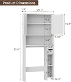 Shintenchi Over The Toilet Storage Cabinet, Bathroom Storage Cabient with Barn Doors, Bathroom Storage Shelf Organizer with Toilet Paper Holder, Adjustable Shelf and Anti-Tip Device, White