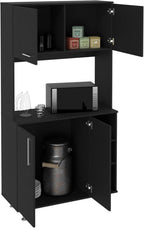 37.4" D*15.7" W*70.9" H Freestanding Kitchen Pantry with 2 Shelves, 2 Double Doors, 4 Sliver Legs, Rectangular Double Door Cabinet, Traditional, for Living Room, Dining Room, Black