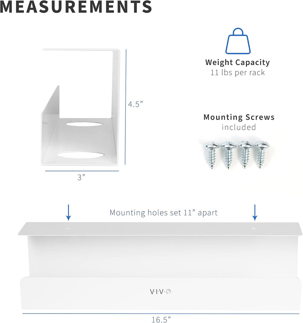 VIVO 2 Pack Under Desk 17 inch Cable Management Tray, Cord Organizer, Home Office Desk Accessories, White, DESK-AC06-2CW