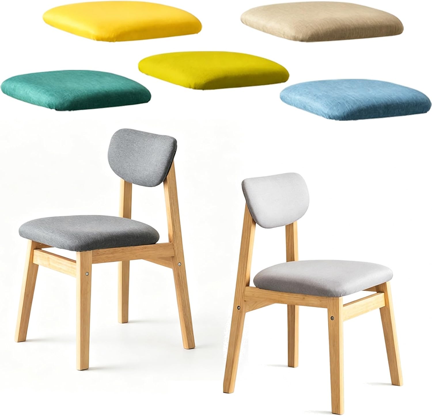 Dining Chairs, Home Office Desk Chair, Minimalist Bar Stool, Wood Legs, Curved Open Back, Comfortable Event Stool, for Patio, Picnic, Kitchen, Dining(Sky Blue)