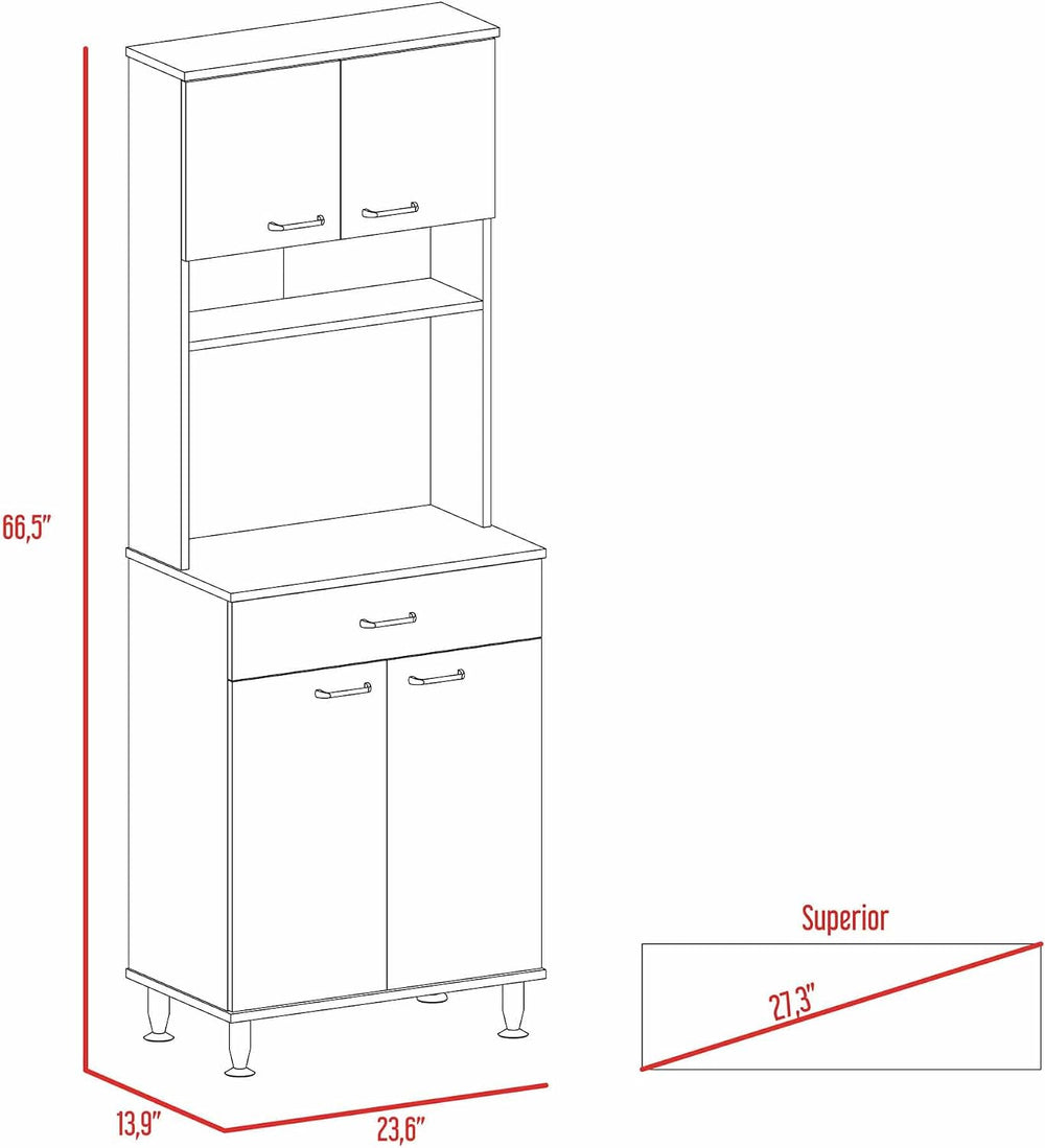 66" H Kitchen Pantry Cabinet Storage,4-Door Wooden Cupboard Credenza Buf...