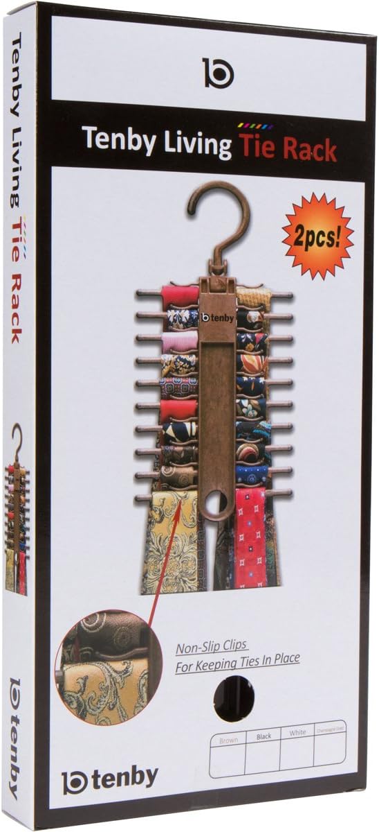 2-Pack Black Tie Rack, Organizer, Hanger, Holder - Affordable Ti.
