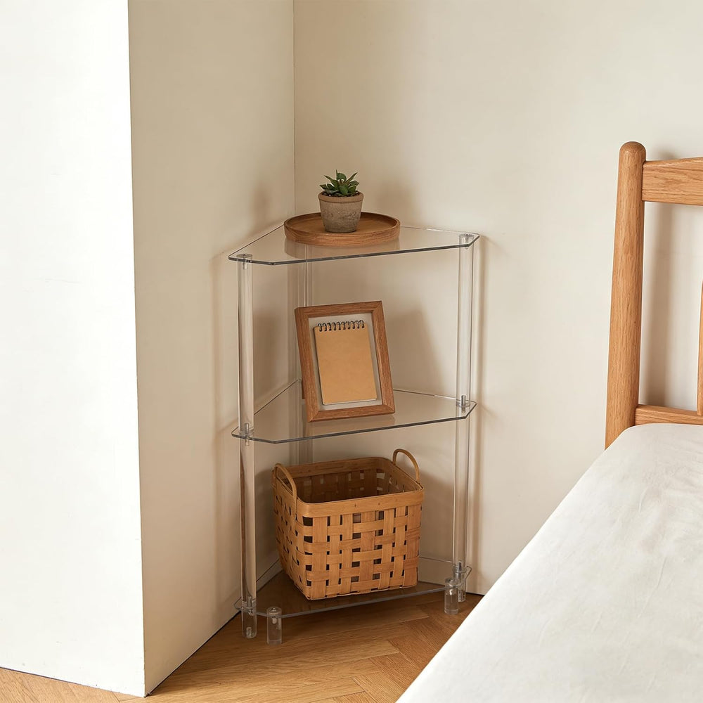 DYNAMI Clear Acrylic Side Table,3 Tier Triangle End Table Small Corner Accent...