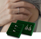 Oirlv 3 Slots Velvet Small Ring Organizer Earrings Trays Showcase Display Storage Insert Holder for Jewelry Box, Drawer, Dresser(Green,M)