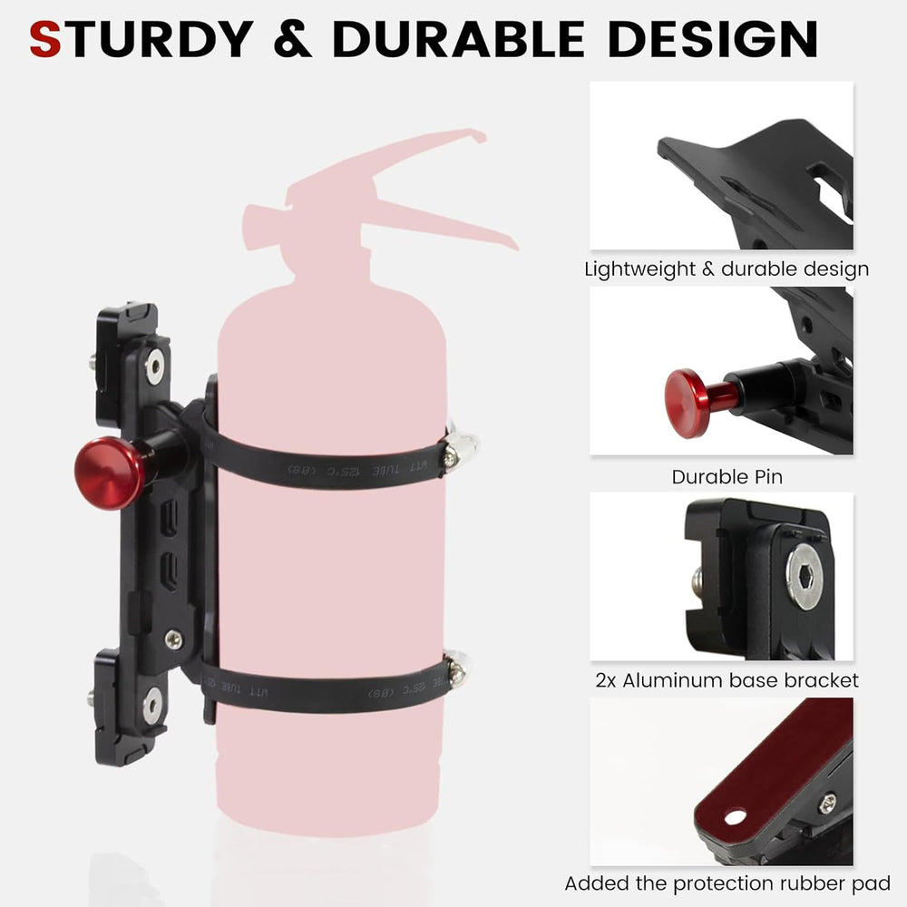 Molle Panel Fire Extinguisher Mount with Aluminum Base Fit 1-2IN Slot Holes