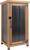 Outdoor Storage Cabinet with Metal Worktop, Fir Wood Frame & Adjustable Shelf, Weather-Resistant Garden Tool Organizer for Patio, Porch, Balcony, or Garage (18" L x 18" W x 33.5" H)