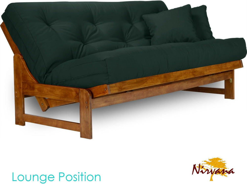 Arden Futon Set - Full Size, Frame, 8" Mattress, Twill Hunter Green Cover