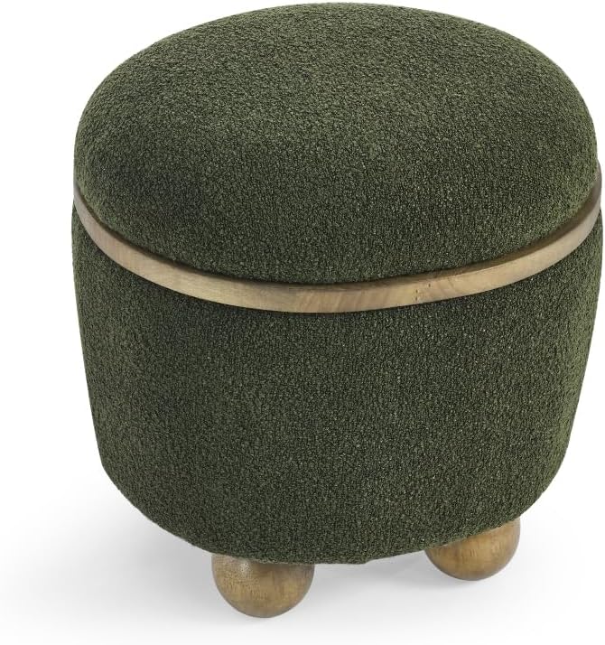 Round Storage Stool, Storage Stool with Storage Space and Cushioned seat, Ava...