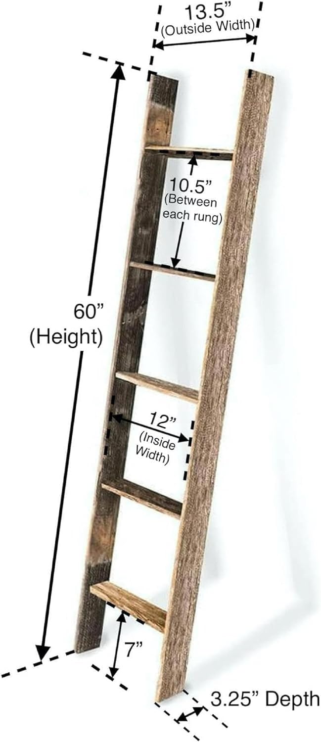 BARNWOODUSA Reclaimed Wood Bookcase Ladder 5 Foot, 5-Foot, Turqouise | Instant Style Upgrade: Elevate your space with a chic, classic blanket storage solution!