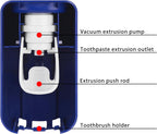 2 Slot Toothbrush Holder and Toothpaste Dispenser Wall Mounted, Automatic Toothpaste Squeezer, 2 in 1 Tooth Brush Toothpaste Organizer for Shower (Dark Blue)
