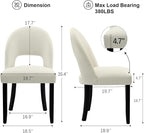Upholstered Dining Chairs Set of 2, Modern Farmhouse Wooden Kitchen Chairs with Solid Wood Legs & Linen Fabric Backrest, Cream White