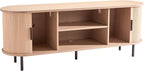 VEVOR Fluted TV Stand for TVs up to 65 inch, Mid-Century Modern Entertainment Center, Media Console with Storage Cabinet and Sliding Tambour Door, Boho Television Stand for Living Room, Bedroom, Oak